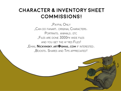 artvinsky: Hey all! I’ve decided to open up commissions bcus I’ve been in a tough spot w
