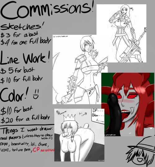 Commissions people! I’m always open unless stated otherwise! You can email me at   riot_s_retro@yahoo.com about commissions! Help me live another day by letting me eat! And as always I’m very grateful about anyone who does decide to commission me