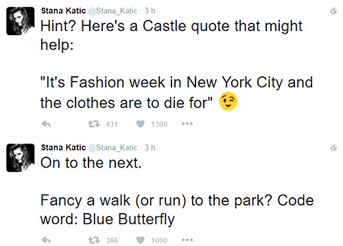 breathlifein:Stana Katic Castle based scavenger hunt in NY, Monday 09/26/2016