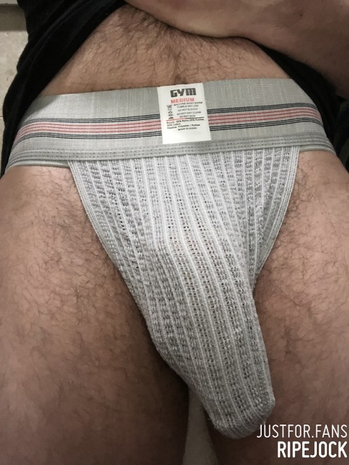 New white jockstrap I got on Cyber Monday as a treat. This massive cock fills up every inch!!&hellip