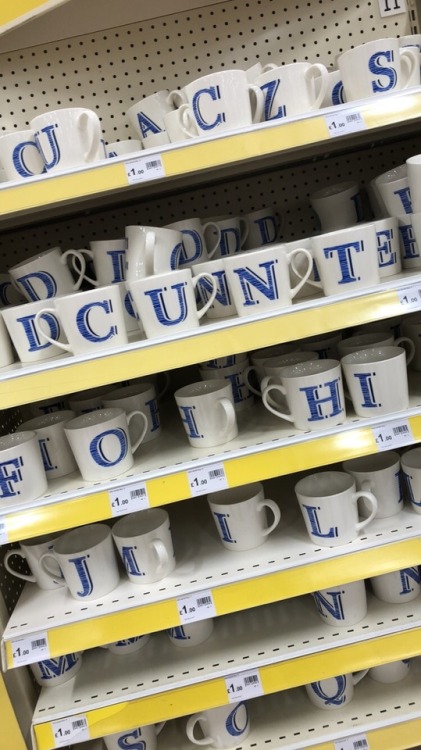 foxywinchesters:  Today I felt like pure shite so I rearranged a few mugs in Wilko to amuse myself. Heh.
