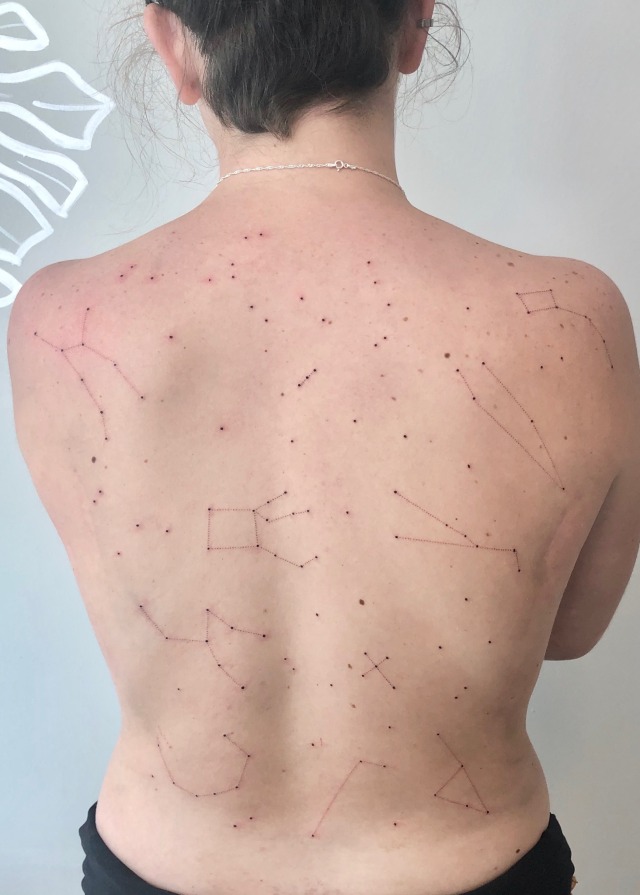 Little Tattoos — Watercolor Taurus constellation tattoo on the...