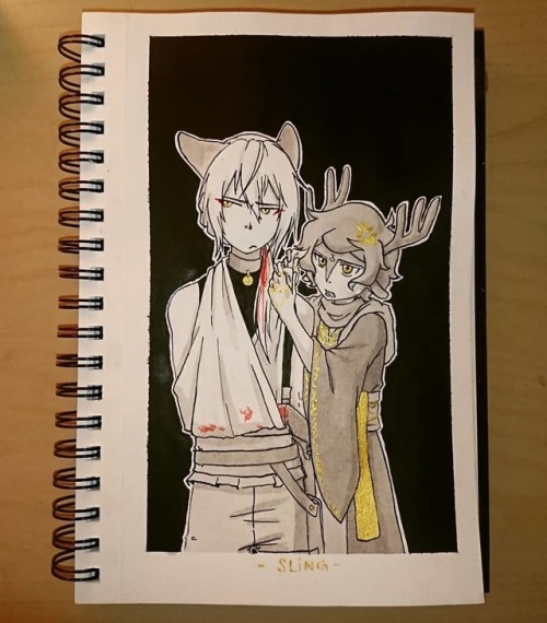 Day 19 - Sling [Tamas & Miho] This one was kinda tough to figure out*** #inktober #inktober201