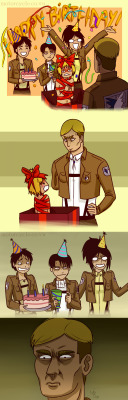  &ldquo;&hellip;We thought it was either this or giving you Levi&rsquo;s ass, but you already gets that everyday.&rdquo;  aaaaaay happy birthday Erwin Smith!