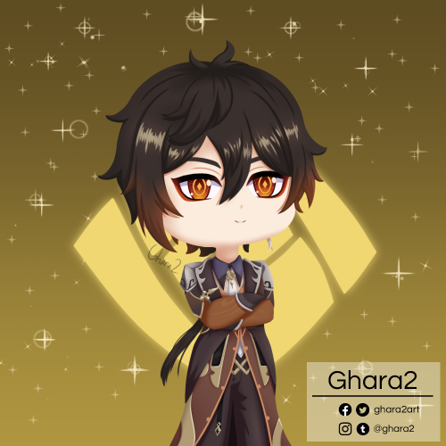 Drew a chibi Zhongli <3I tried out another coloring style and I’m pretty pleased with the r