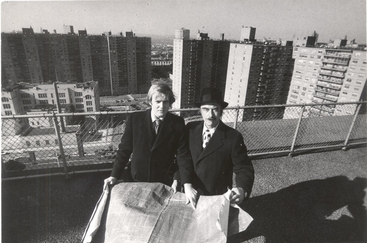 Donald Trump and his father, Fred, in 1973 at Trump Village, Fred’s last project,