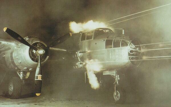 B-25 Mitchell test firing all its guns