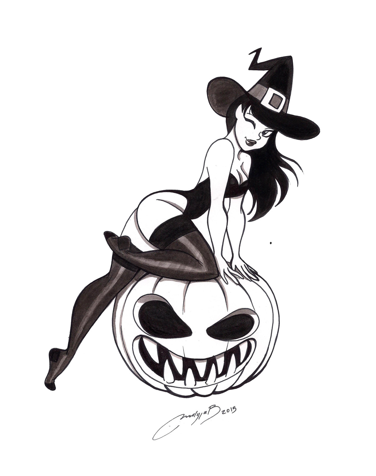 grimphantom2:  melivillosa:  pumpkin #inktober #drawlloween    Sexy pumpkin witch