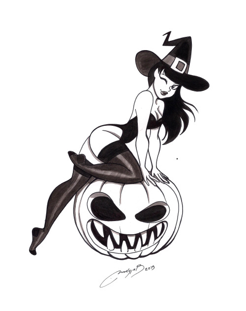grimphantom2:  melivillosa:  pumpkin #inktober #drawlloween    Sexy pumpkin witch =P