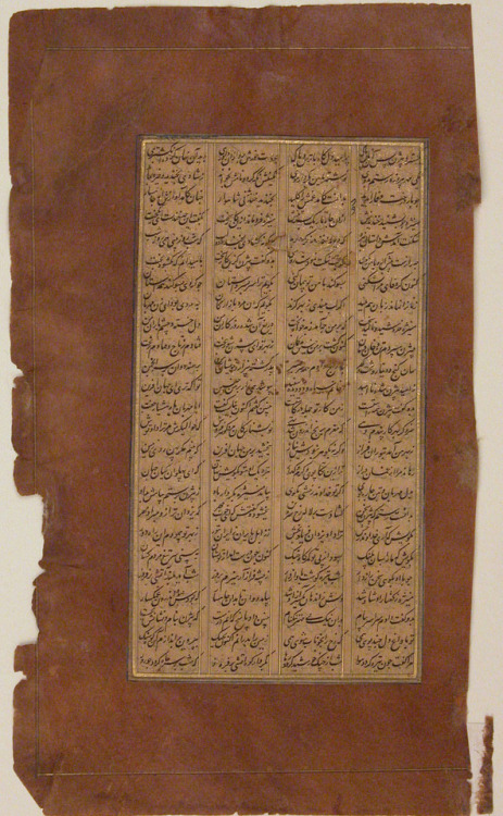 met-islamic-art:Page of Calligraphy from a Shahnama (Book of Kings) by Abu'l Qasim Firdausi via Isla