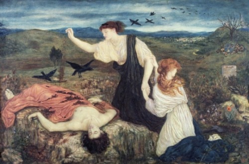 Antigone Giving Burial Rites to the Body of Her Brother Polynices by Marie Spartali Stillman, date u