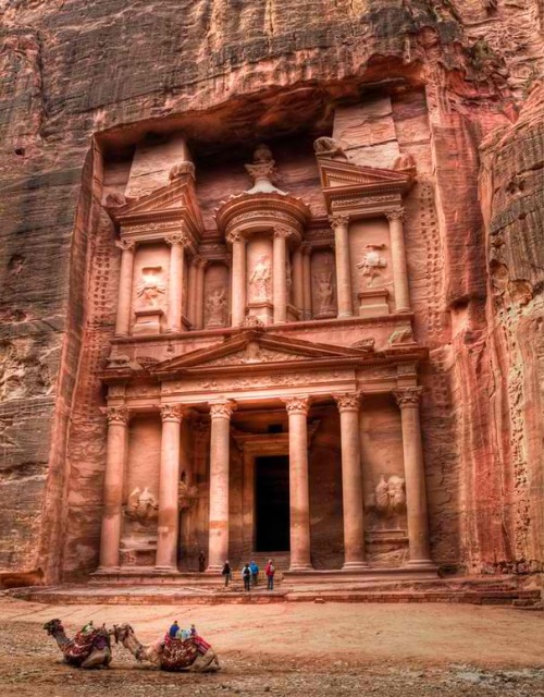 oneamazingworld:Ancient Carved Rock Face Structures-Petra, Jordan. a vast, unique city, carved into 