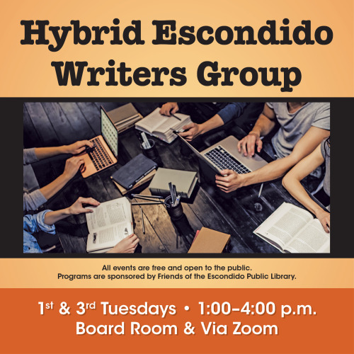 Join us on Tuesday, May 17 at 1:00 p.m. on Zoom and in the Library Board Room for the next Escondido