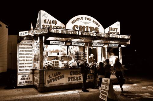 Kids At Night -  freedom & the lure of the hot dog stand!Winsford, Cheshire England.   September