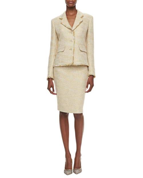 Albert Nipon Shimmery Tweed Skirt Suit