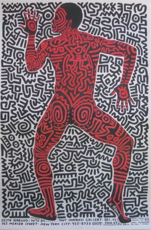 grunisment:Keith Haring - Signed Into 84 - Tony Shafrazi Vintage Gallery Poster