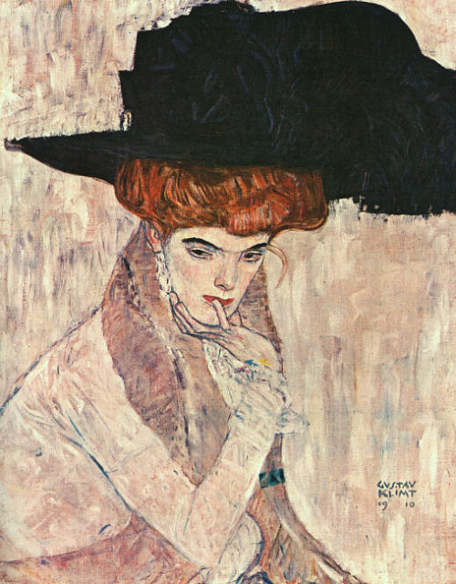 blockmagazine:  Gustav KlimtLady with Hat and Featherboa and The Black Feather Hat1909-1910Oil on canvas 