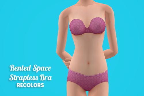 linacheries:[ts2] Rented Space Strapless Bra - recolors Another thing lacking in my game is underwea