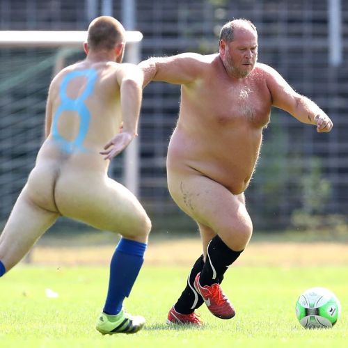 homme–fatale:Nude german and dutsch soccer players during a protest match against FIFANaked football