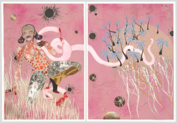 moma:  Celebrate International Women’s Day with Wangechi Mutu’s depiction of pioneering feminist Funmilayo Anikulapo–Kuti. Mother of the famous musician Fela Kuti, she is said to have been the first woman to drive a car in Nigeria, and fought against