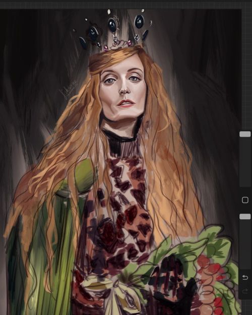 Working on this Florence portrait to celebrate the new album ♥️ . . #florenceandthemachine #dancefe
