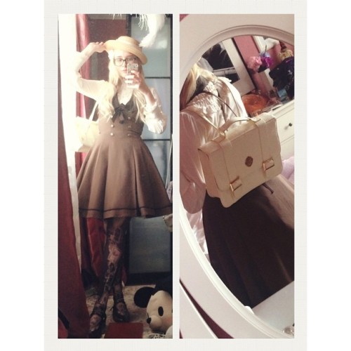 My outfit for university kekeke ~ #egl #lolitafashion #classiclolita #innocentworld #brown #lolita_f