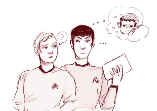 one-trash-man:guess who’s rewatching Star Trek and also remembered how gay Spock and Kirk are for ea
