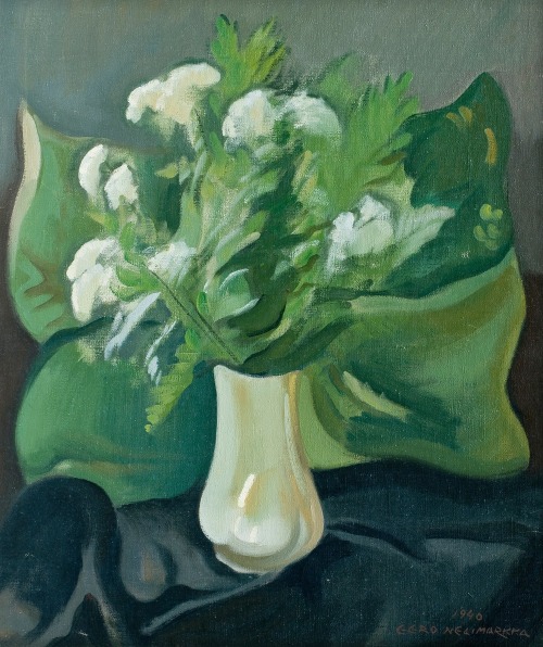 White Flowers  -   Eero Nelimarkka , 1940Finnish, 1891-1977Oil on canvas, 64x54 cm.