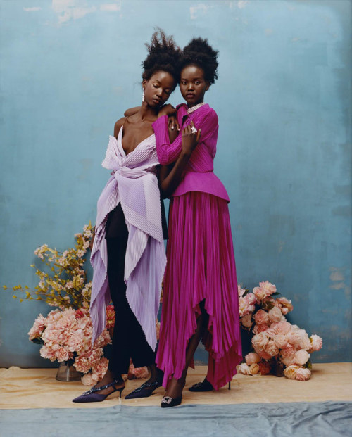 lushhournyc:Adut Akech and Anok Yai photographed by Tyler Mitchell for Vogue April 2019.