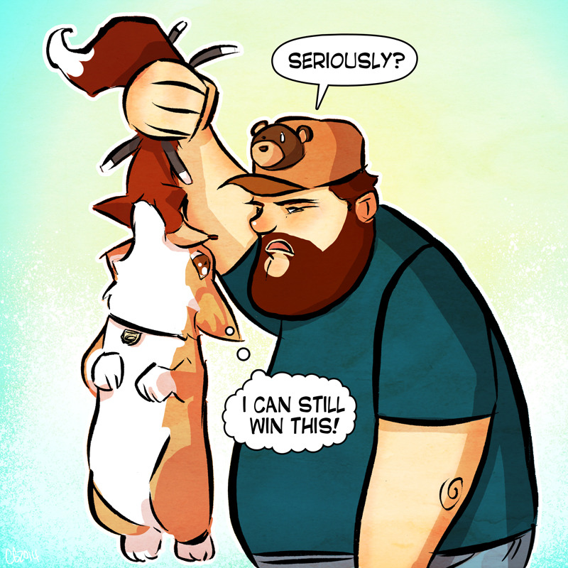 thefrogman:  For a more defined bicep, do twelve corgi-curls daily. Artwork by Chris
