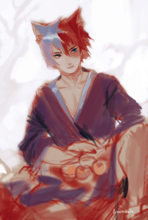 sketching Todoroki Fox boy … gathering oranges  ꒰⌗´͈ ᵕ ॣ`͈⌗꒱৩ so cute….tumblr/facebook