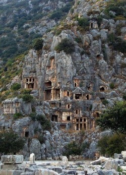 Rock-Cut Tombs In Myra, An Ancient Town In Lycia, Turkey.