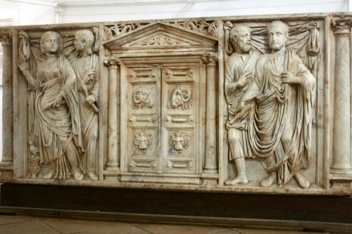 A Roman sarcophagus of the 3rd century CE.  Artist unknown.  Now in the Alcázar de 