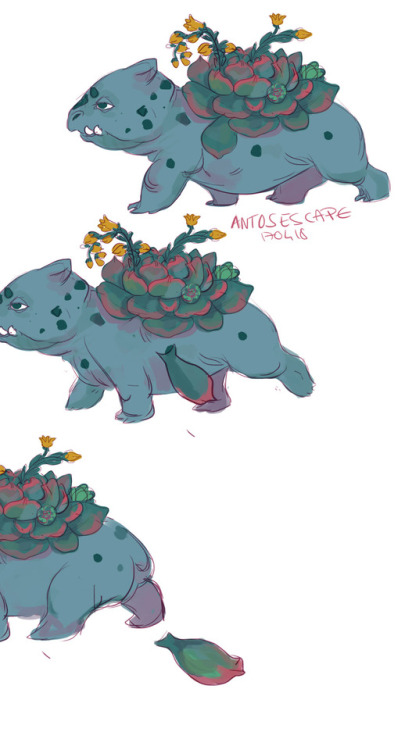 antosescape:how Lil succulent Bulbasaurs are born <3please do not repost on other sites