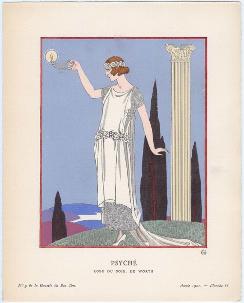 French fashion plates from the Gazette du Bon Ton by George Barbier (each plate gives the date, the 