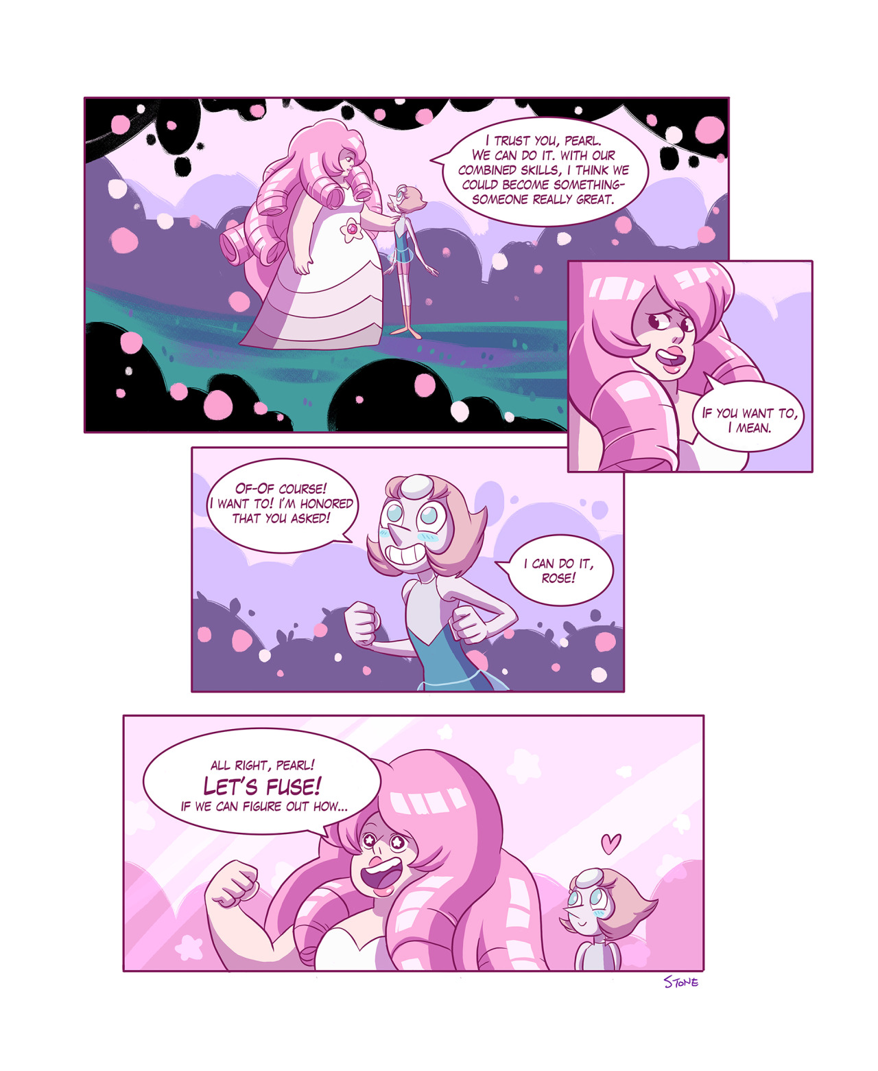 thesanityclause:  So!! I made a comic about Rose and Pearl forming Rainbow Quartz