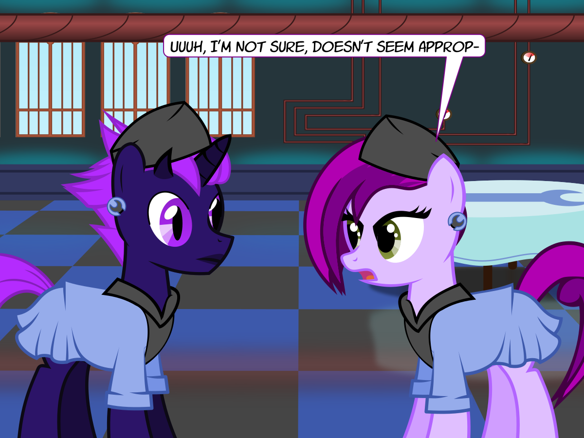 askthecookies:  Cocoa: Also behave, or I’ll make you wear the dress. Rosie: NO!