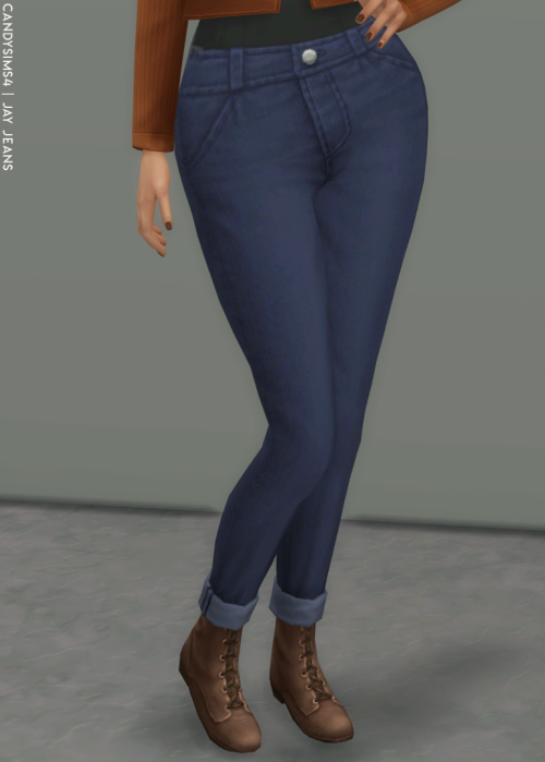 candysims4:candysims4:JAY JEANSA basic folded jeans.TEEN TO ELDER BASE GAME COMPATIBLE MADE 