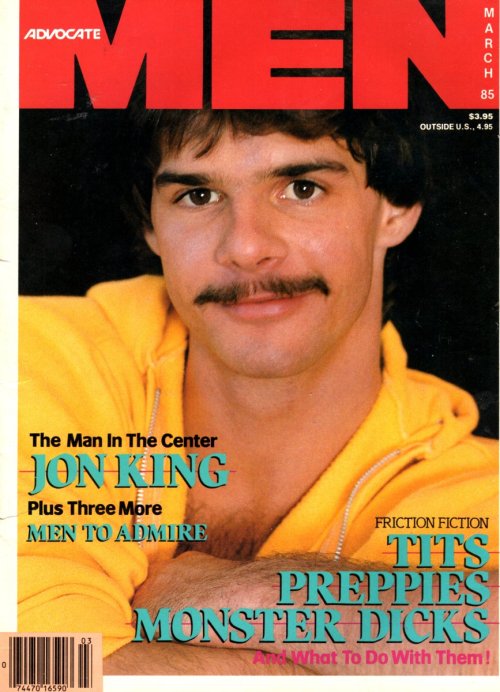 From ADVOCATE MEN (March 1985) photo by Fred Bisonnes Model is Jon King