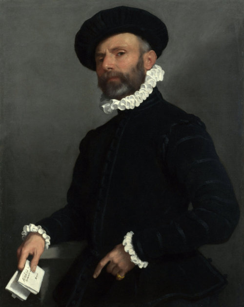 jacquemard: Giovanni Battista Moroni - Portrait of a Man holding a Letter. The National Gallery, Lon