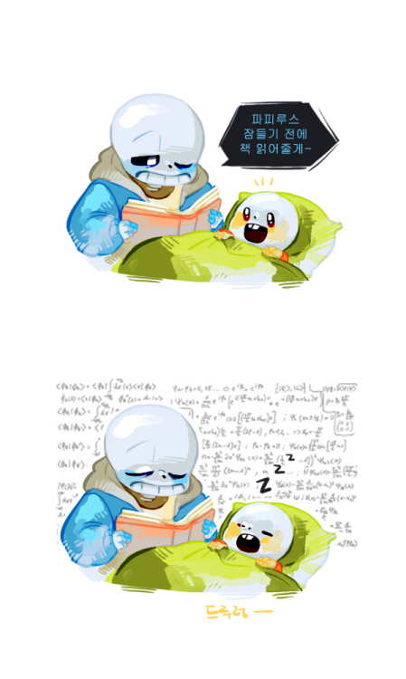 yesyooduck:  Sans is read a fairy tale. But it’s quantum physics books. 
