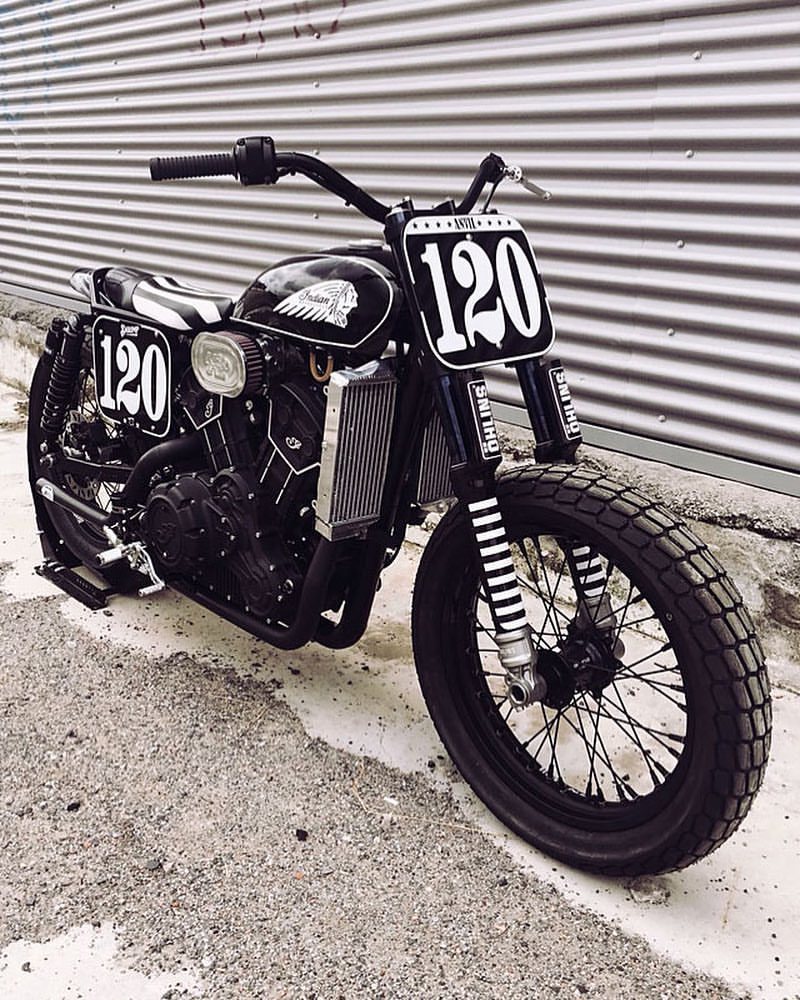 asphaltandgravel:  Fiat track Indian Scout built by @anvilmotociclette for @indianmotorcycle