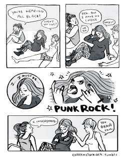 implyingiknowmusic:  misadventurous-lesbian:  demi-se:  shareeanne  of-mice-and-madi The best way to show you have no idea what punk rock is. 