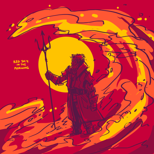 sphor-art:sailors take warning[image: a red hued drawing of zolf from rusty quill gaming holding a t