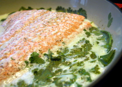 thefoodshow:
“ Cilantro Coconut Poached Salmon
”