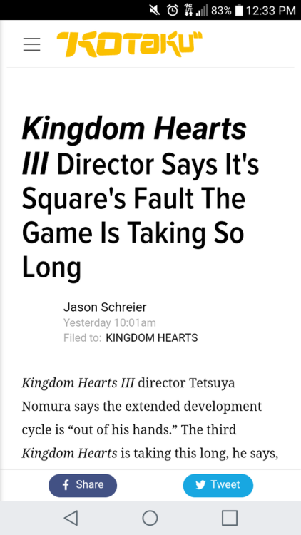 xtec:Current mood: Nomura throwing the ENTIRETY of square under the bus for kh3’s delays