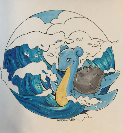 Inktober 13Fave pokemon Lapras! And geez I had a lot of trouble with this one….I forgot my co