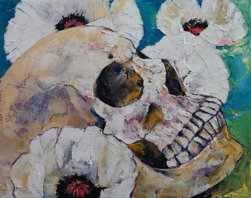 creese:Michael Creese - Skull with White Poppies (2015)