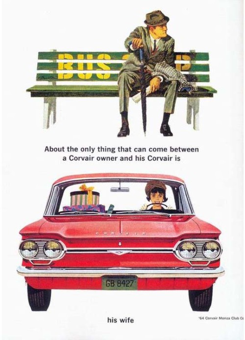 Chevrolet Corvair Monza Club Coupe ad, 1964. USA. Source