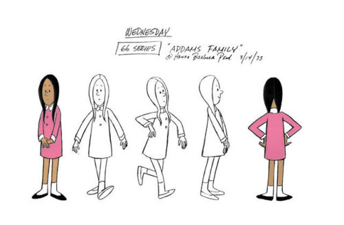 talesfromweirdland:Model sheets for Hanna-Barbera’s 1973 animated series, The Addams Fami